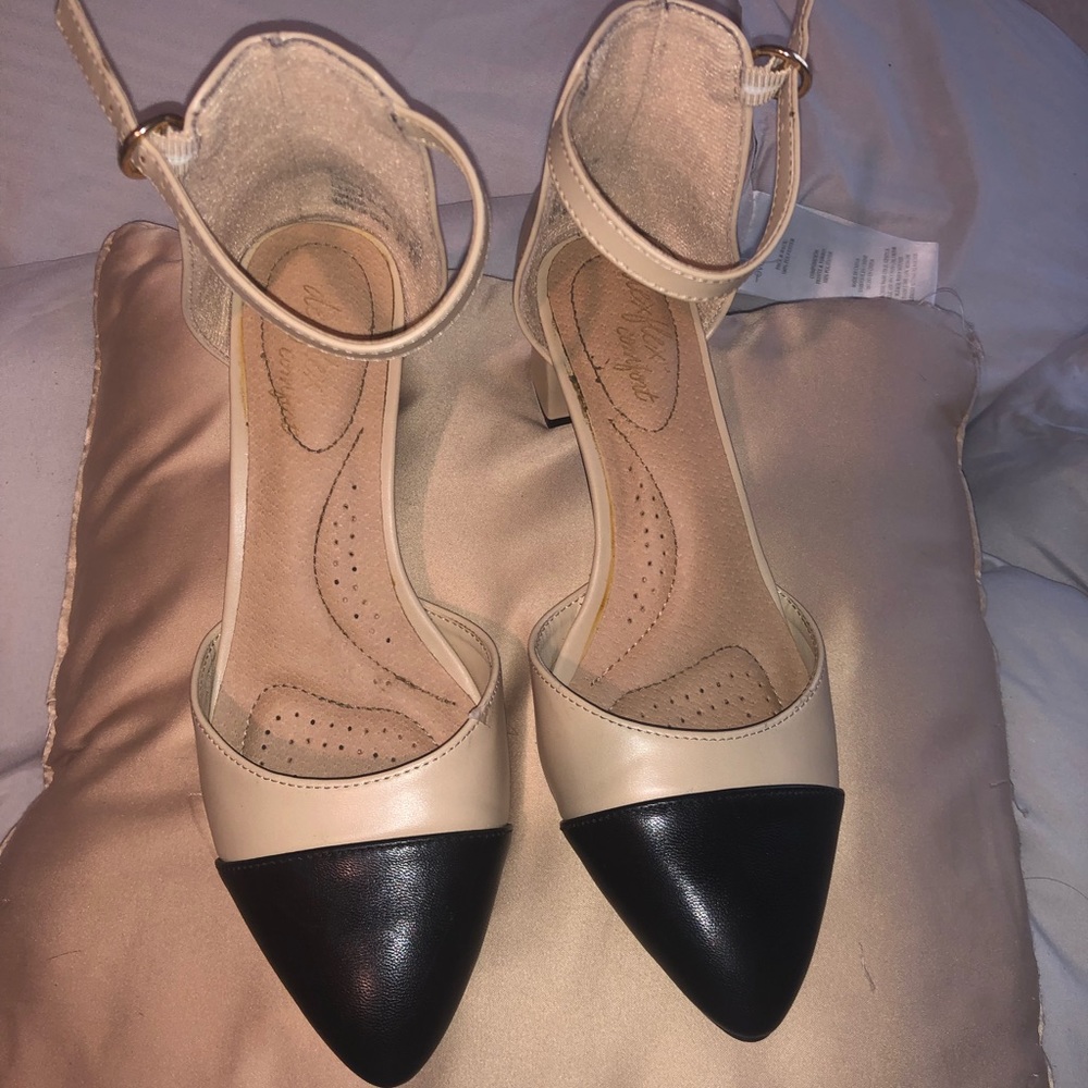 Nude heels worn twice